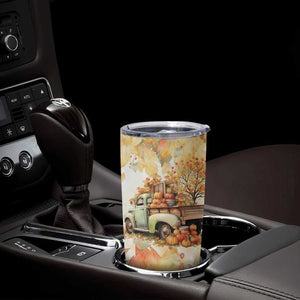 Pumkins Truck - Autumn Leaves Watercolor Personalized Tumbler Cup TS04 Print Your Wear