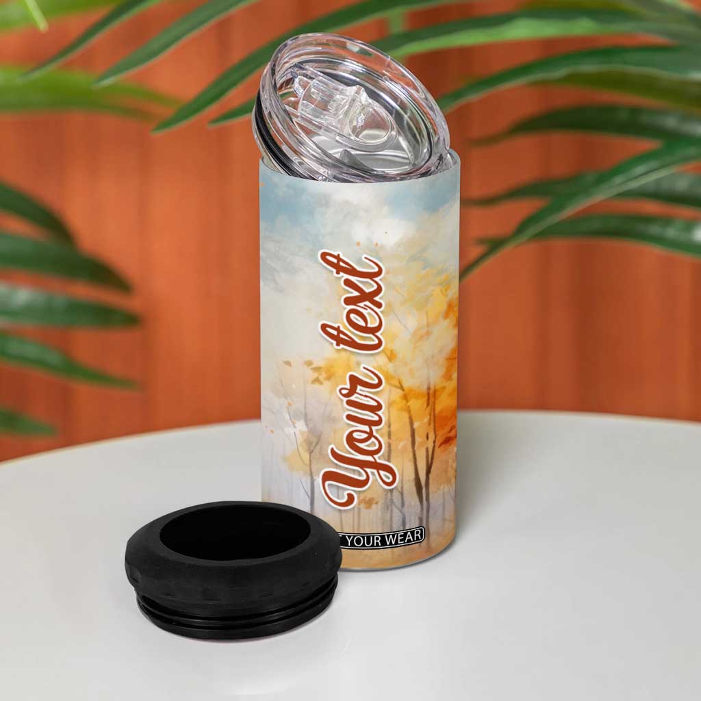 Autumn - Pumkin Truck and Leaves Personalized 4 in 1 Can Cooler Tumbler TS04 Print Your Wear