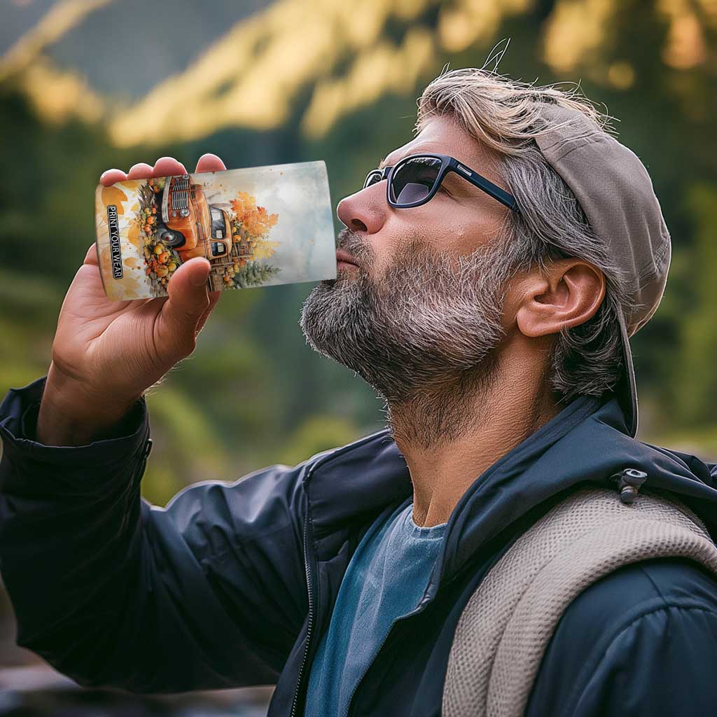 Autumn - Pumkin Truck and Leaves Personalized 4 in 1 Can Cooler Tumbler TS04 Print Your Wear