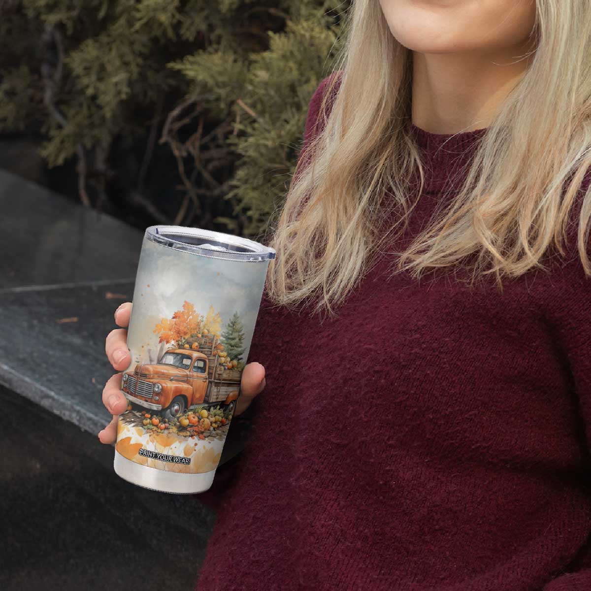 Autumn - Pumkin Truck and Leaves Personalized Tumbler Cup TS04 Print Your Wear