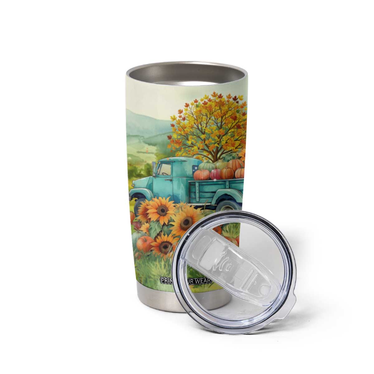 Autumn Sunflower - Pumpkin Truck Personalized Tumbler Cup TS04 Print Your Wear