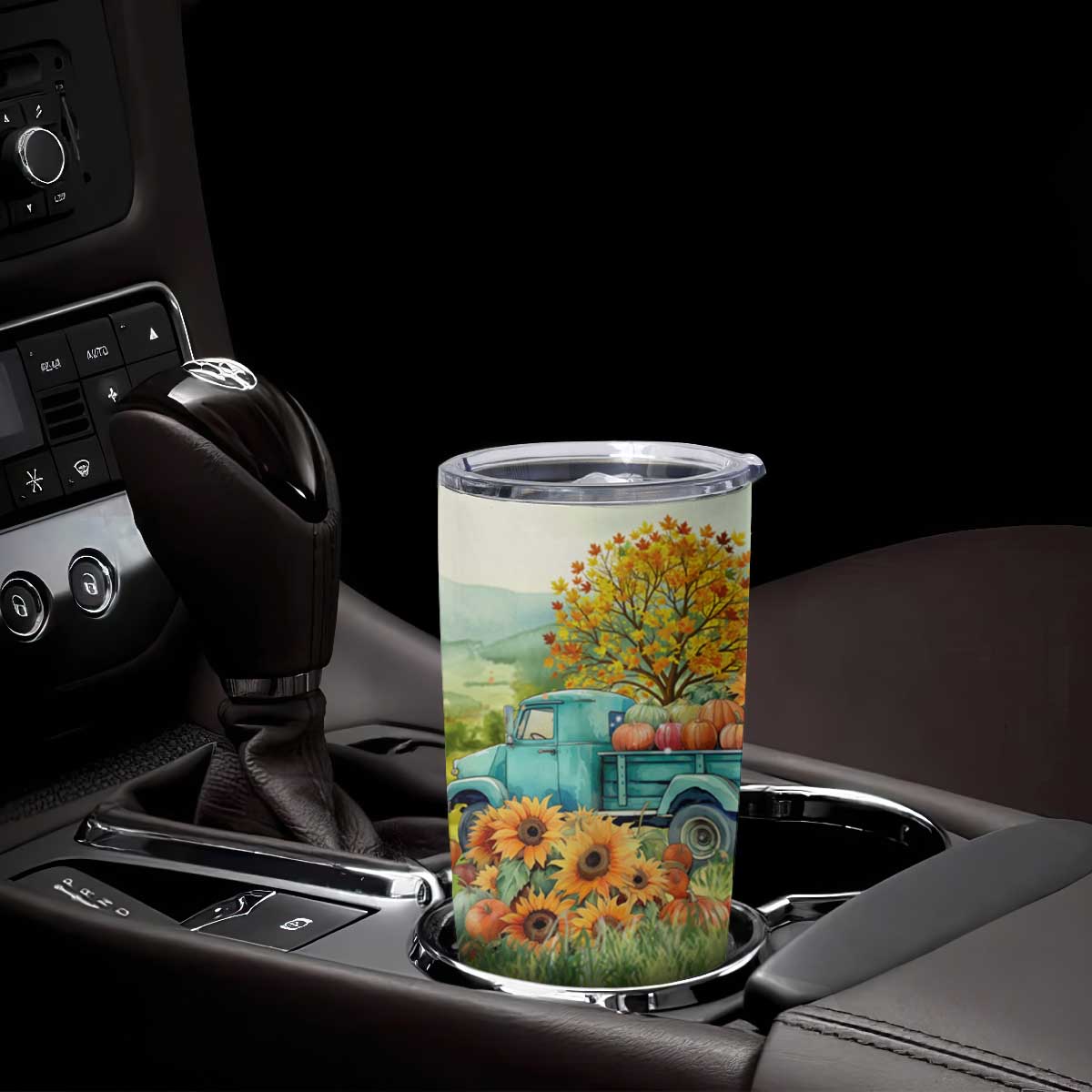 Autumn Sunflower - Pumpkin Truck Personalized Tumbler Cup TS04 Print Your Wear