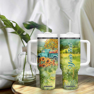 Autumn Sunflower - Pumpkin Truck Personalized Tumbler With Handle TS04 Print Your Wear