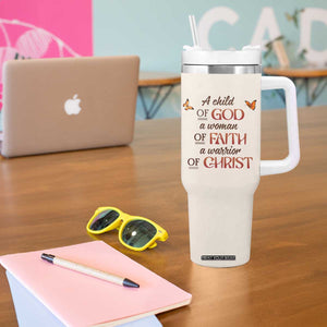 Black Woman A Child Of God A Woman Of Faith A Warrior Of Christ Tumbler With Handle Personalized TS04 Print Your Wear