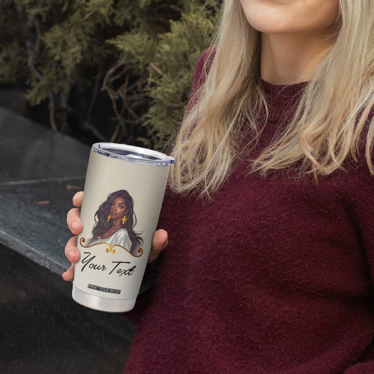 She Who Kneels Before God Can Stand Before Anyone Tumbler Cup Personalized TS04 Print Your Wear