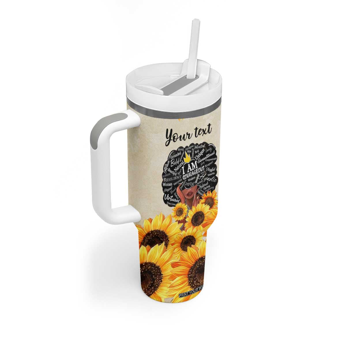 Black Women Faith Tumbler With Handle Personalized TS04 Print Your Wear