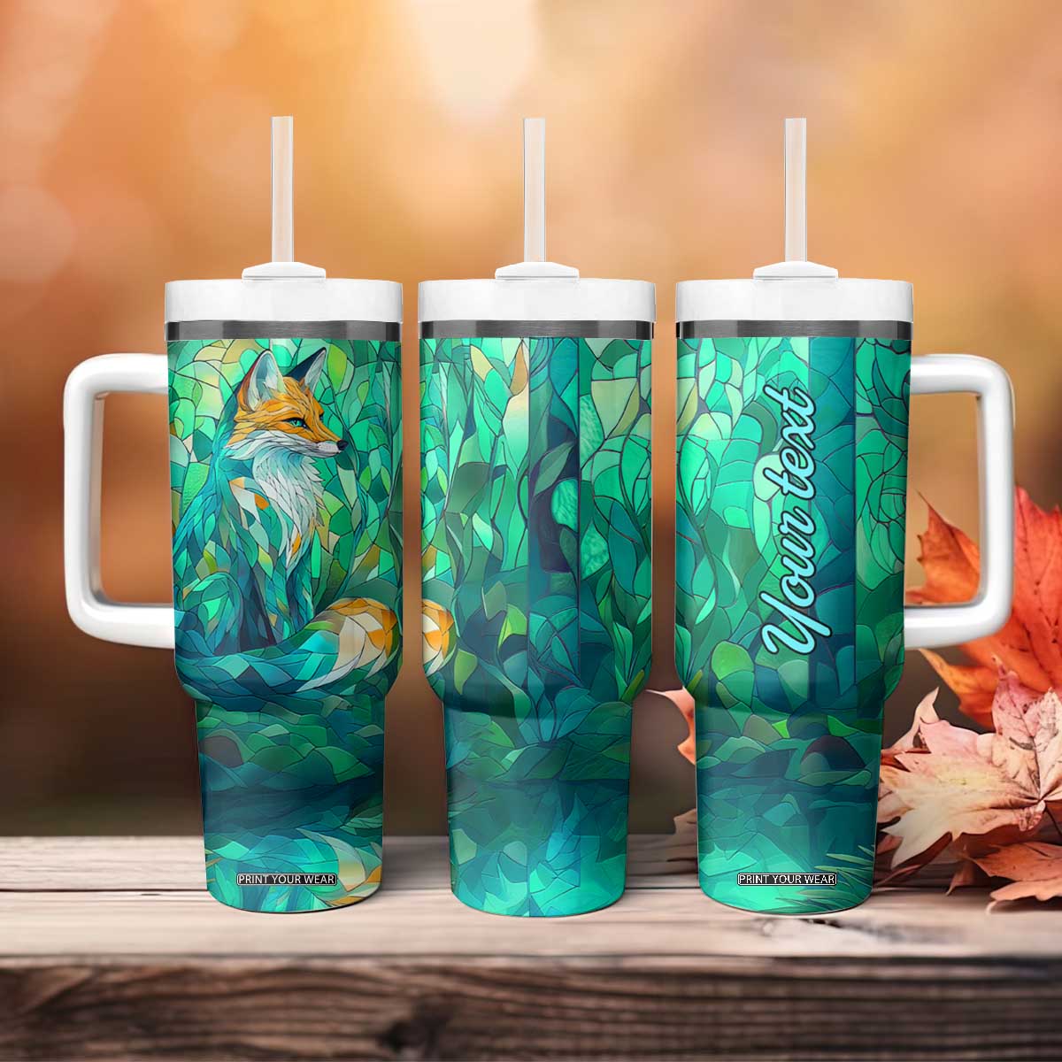 Fox Chrysoprase Crystal Mosaic Tumbler With Handle Personalized TS04 Print Your Wear
