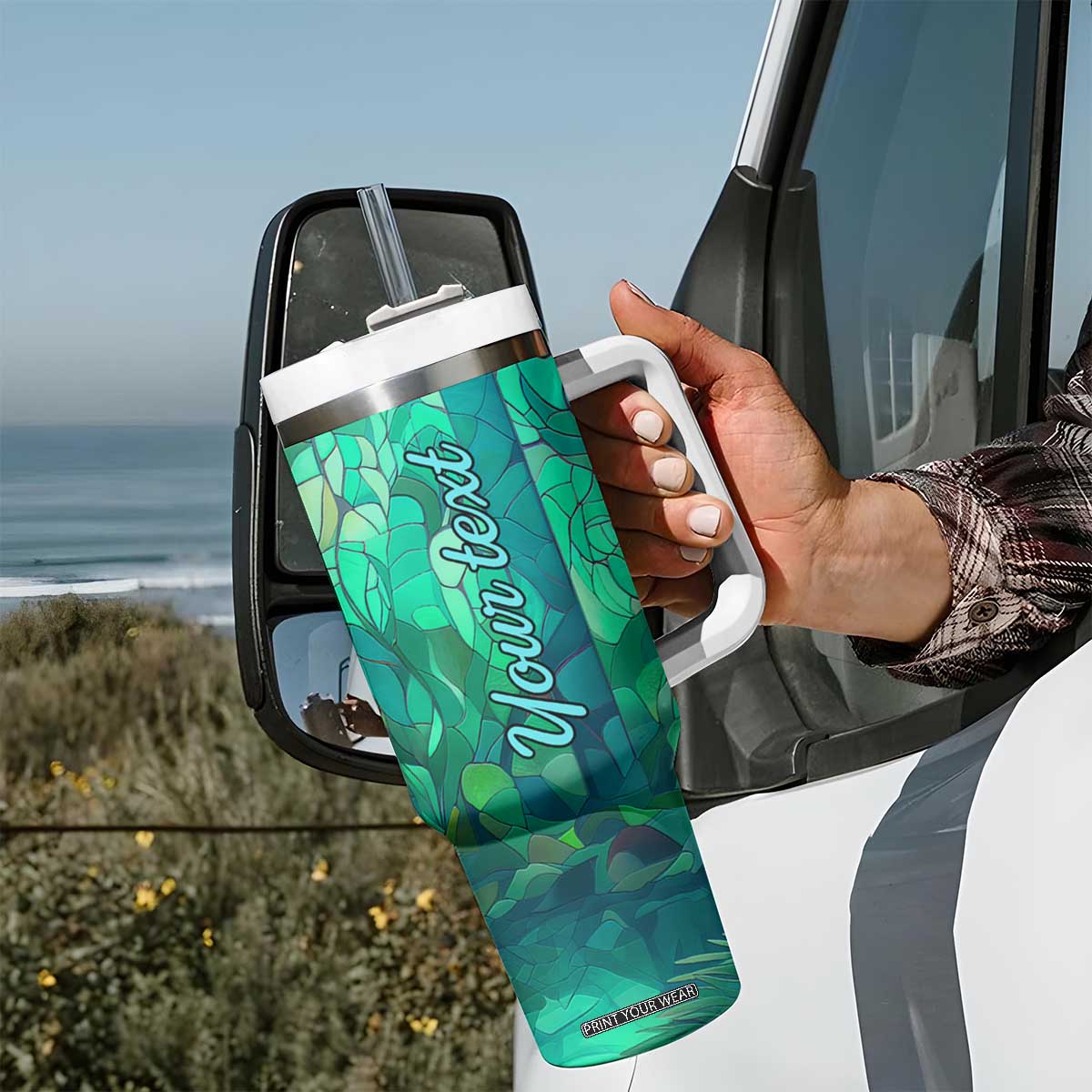 Fox Chrysoprase Crystal Mosaic Tumbler With Handle Personalized TS04 Print Your Wear