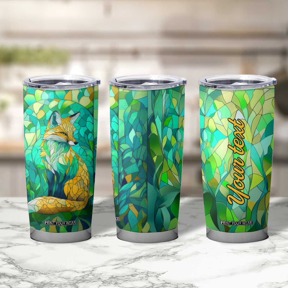 Fox Chrysolite Crystal Mosaic Tumbler Cup Personalized TS04 Print Your Wear