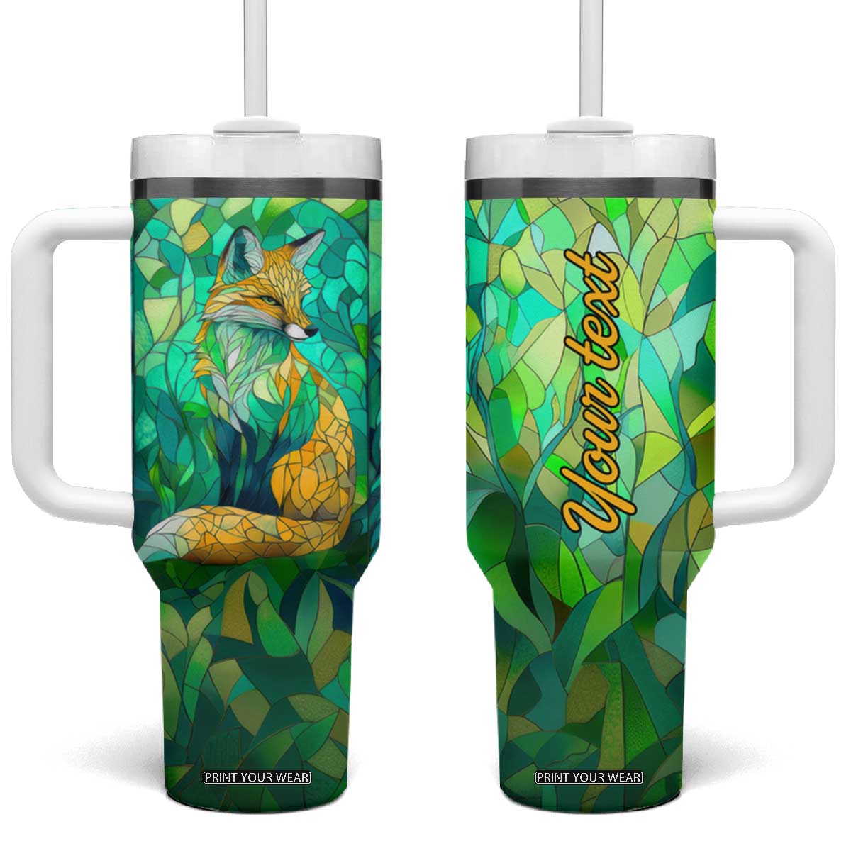 Fox Chrysolite Crystal Mosaic Tumbler With Handle Personalized TS04 One Size: 40 oz Multicolor Print Your Wear