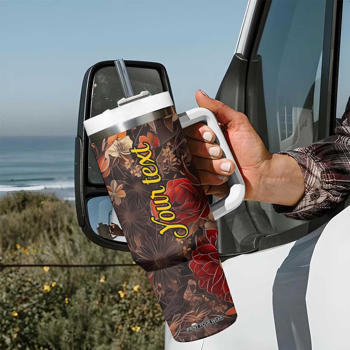 Fox Carnelian Crystal Mosaic Tumbler With Handle Personalized TS04 Print Your Wear