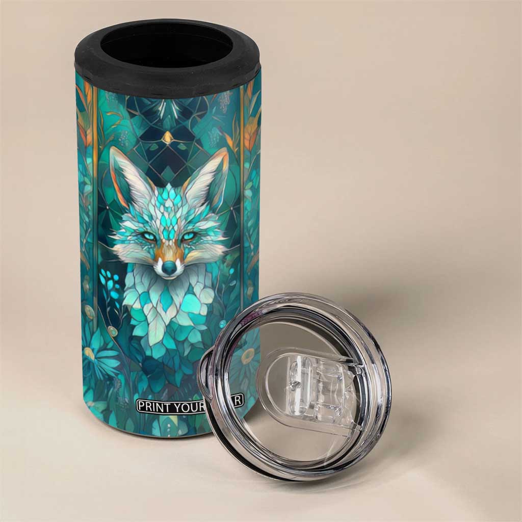 Fox Aquamarine Crystal Mosaic 4 in 1 Can Cooler Tumbler Personalized TS04 Print Your Wear