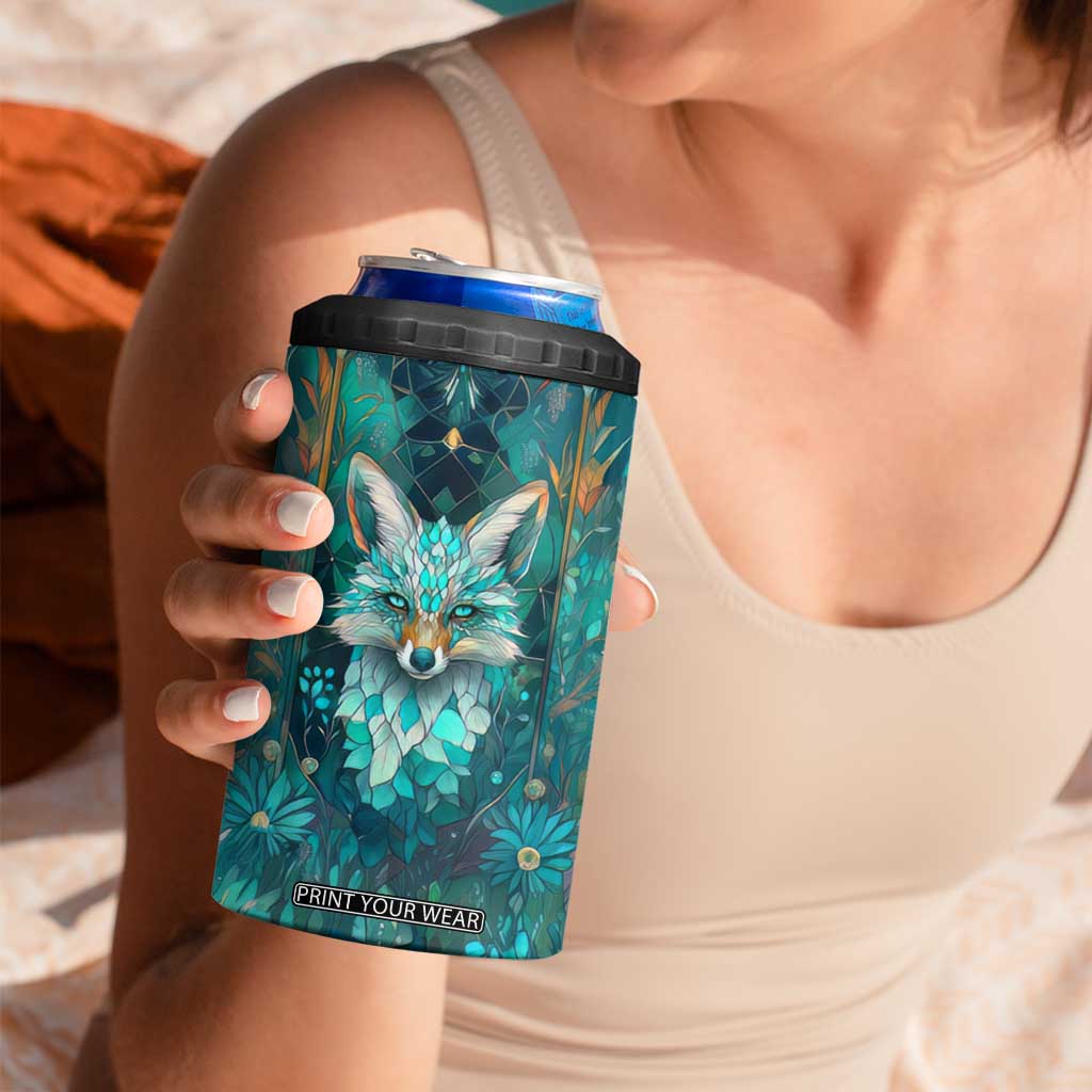 Fox Aquamarine Crystal Mosaic 4 in 1 Can Cooler Tumbler Personalized TS04 Print Your Wear