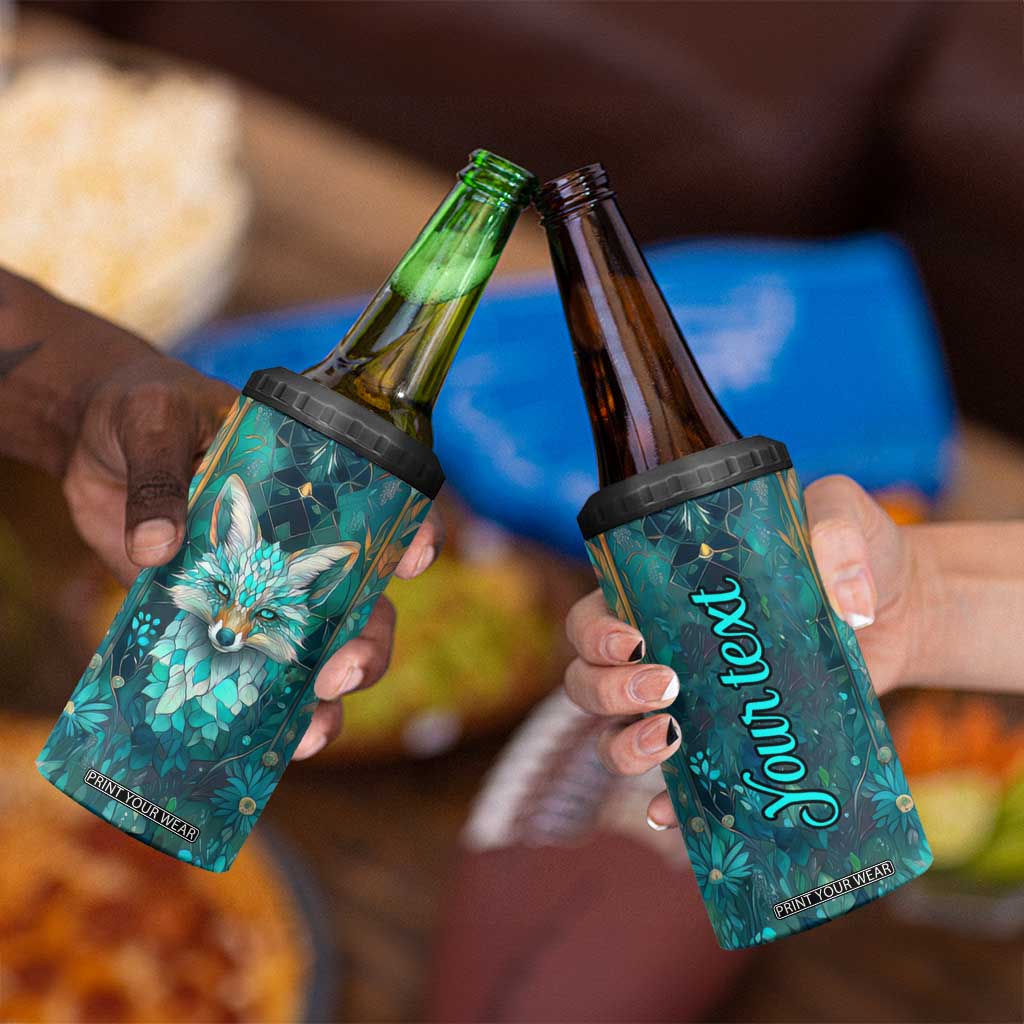 Fox Aquamarine Crystal Mosaic 4 in 1 Can Cooler Tumbler Personalized TS04 Print Your Wear