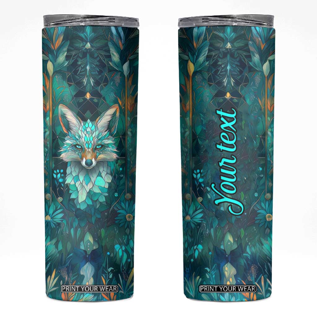 Fox Aquamarine Crystal Mosaic Skinny Tumbler Personalized TS04 Multicolor Print Your Wear