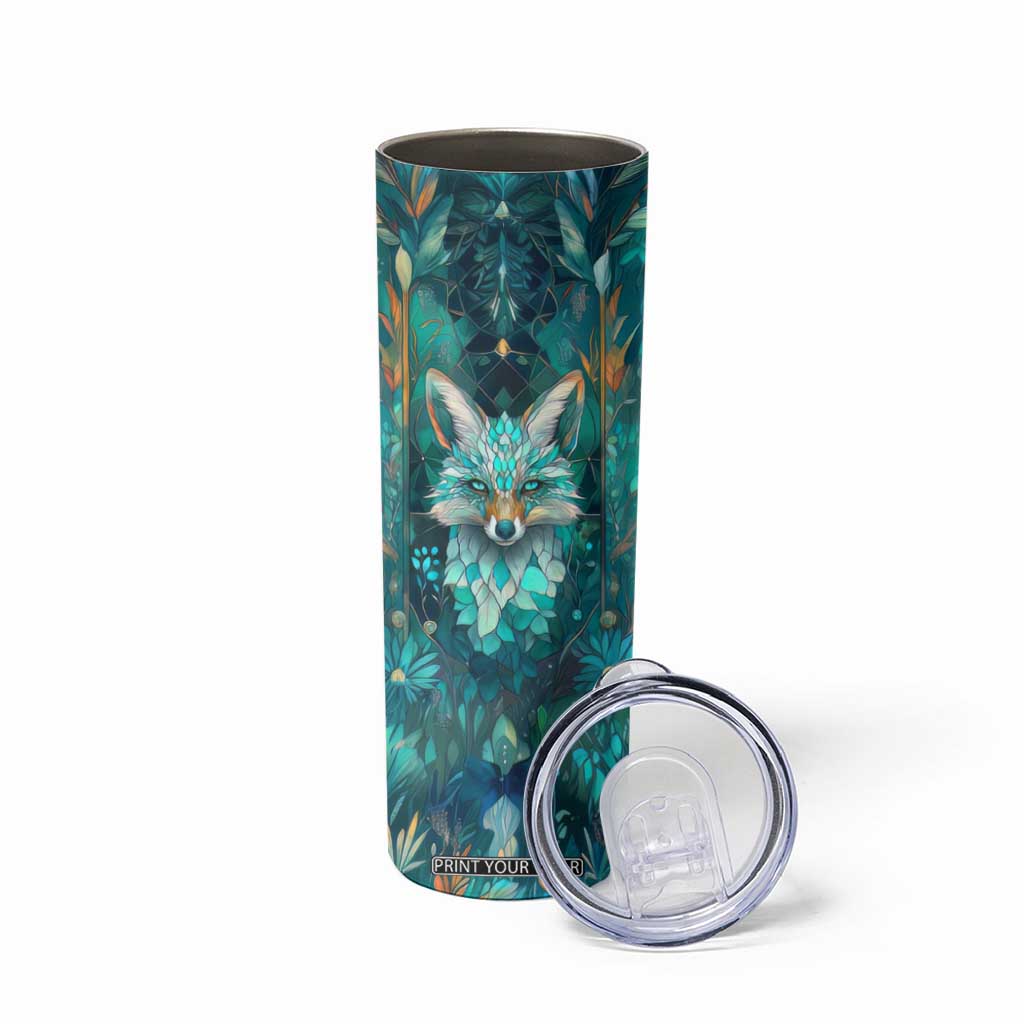 Fox Aquamarine Crystal Mosaic Skinny Tumbler Personalized TS04 Print Your Wear