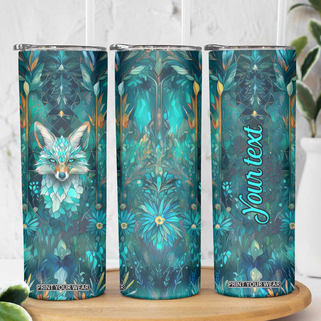 Fox Aquamarine Crystal Mosaic Skinny Tumbler Personalized TS04 Print Your Wear