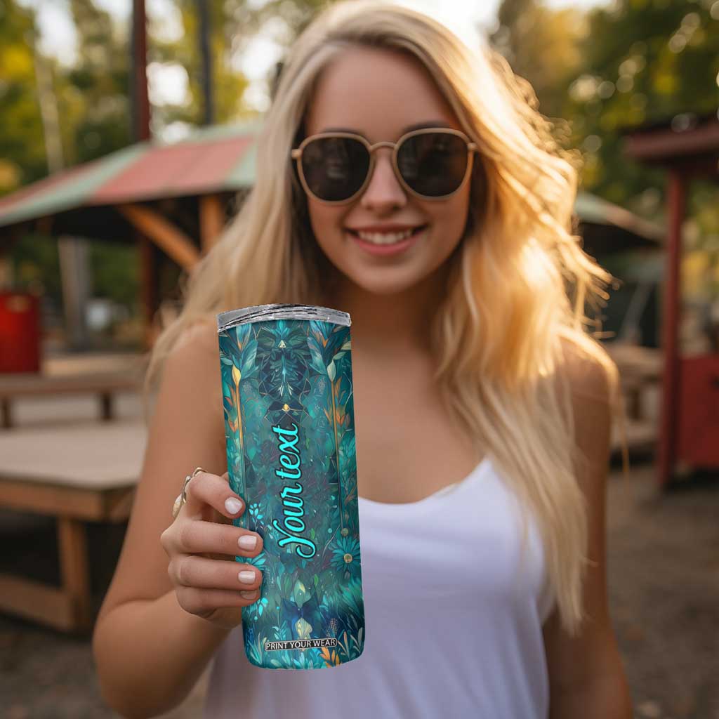 Fox Aquamarine Crystal Mosaic Skinny Tumbler Personalized TS04 Print Your Wear