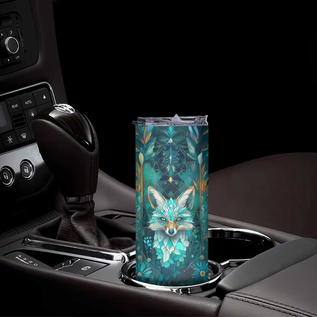 Fox Aquamarine Crystal Mosaic Skinny Tumbler Personalized TS04 Print Your Wear