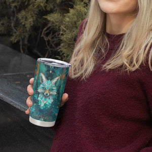Fox Aquamarine Crystal Mosaic Tumbler Cup Personalized TS04 Print Your Wear