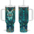 Fox Aquamarine Crystal Mosaic Tumbler With Handle Personalized TS04 One Size: 40 oz Multicolor Print Your Wear
