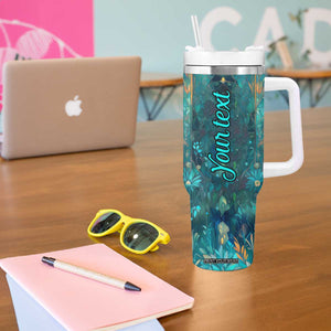Fox Aquamarine Crystal Mosaic Tumbler With Handle Personalized TS04 Print Your Wear