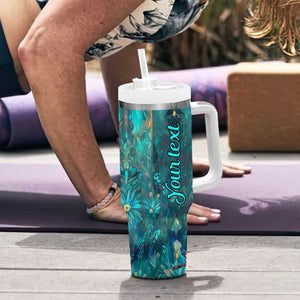 Fox Aquamarine Crystal Mosaic Tumbler With Handle Personalized TS04 Print Your Wear