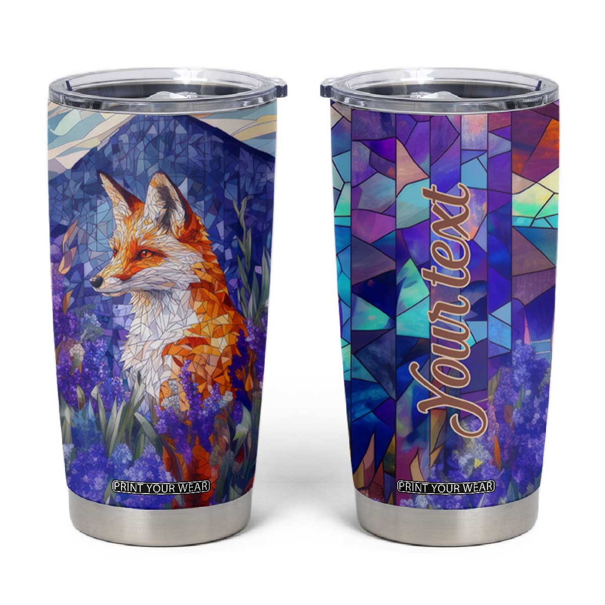 Fox Amethyst Crystal Mosaic Tumbler Cup Personalized TS04 Multicolor Print Your Wear