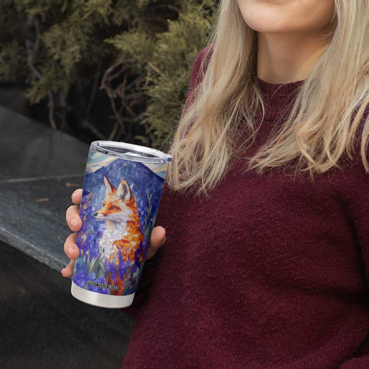 Fox Amethyst Crystal Mosaic Tumbler Cup Personalized TS04 Print Your Wear