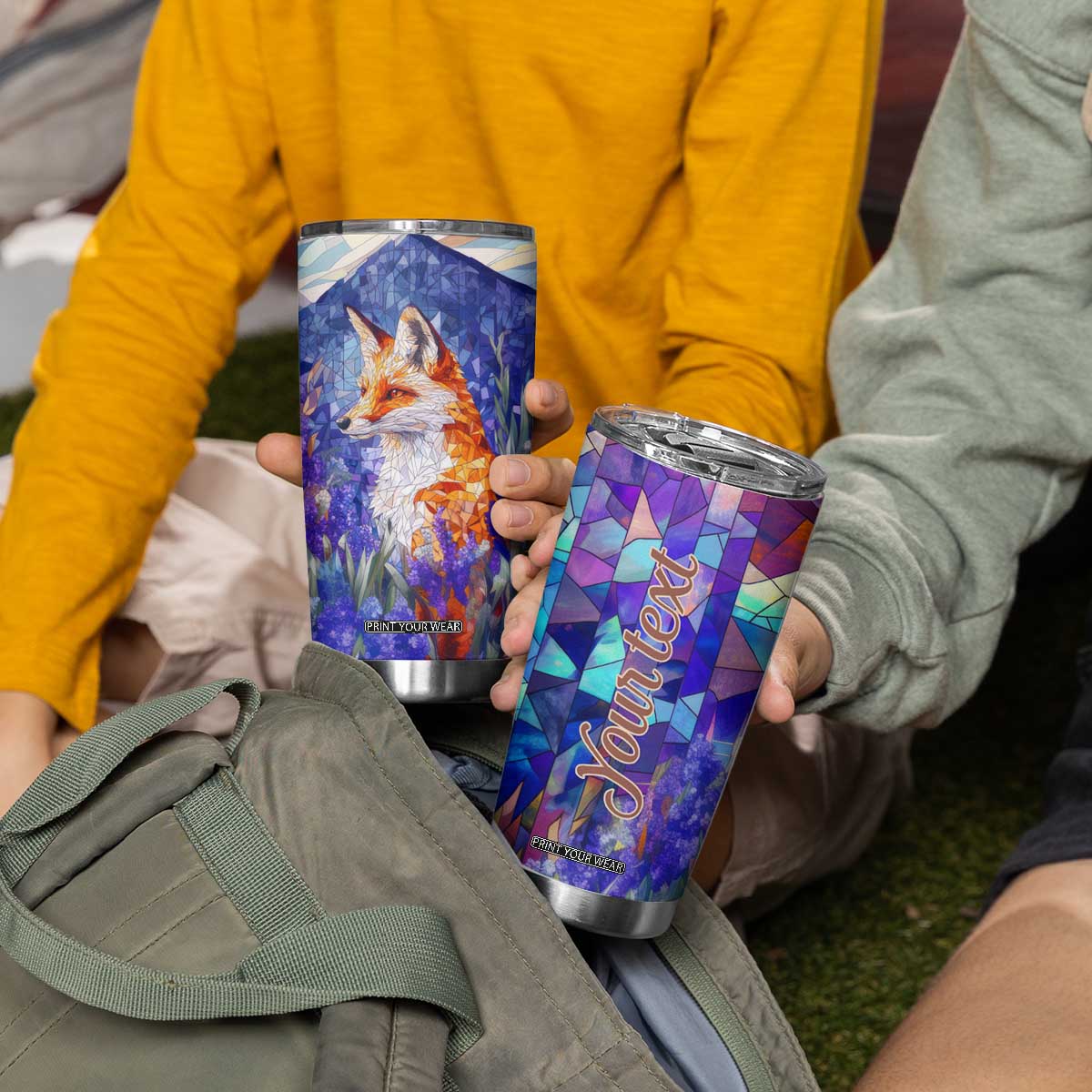 Fox Amethyst Crystal Mosaic Tumbler Cup Personalized TS04 Print Your Wear