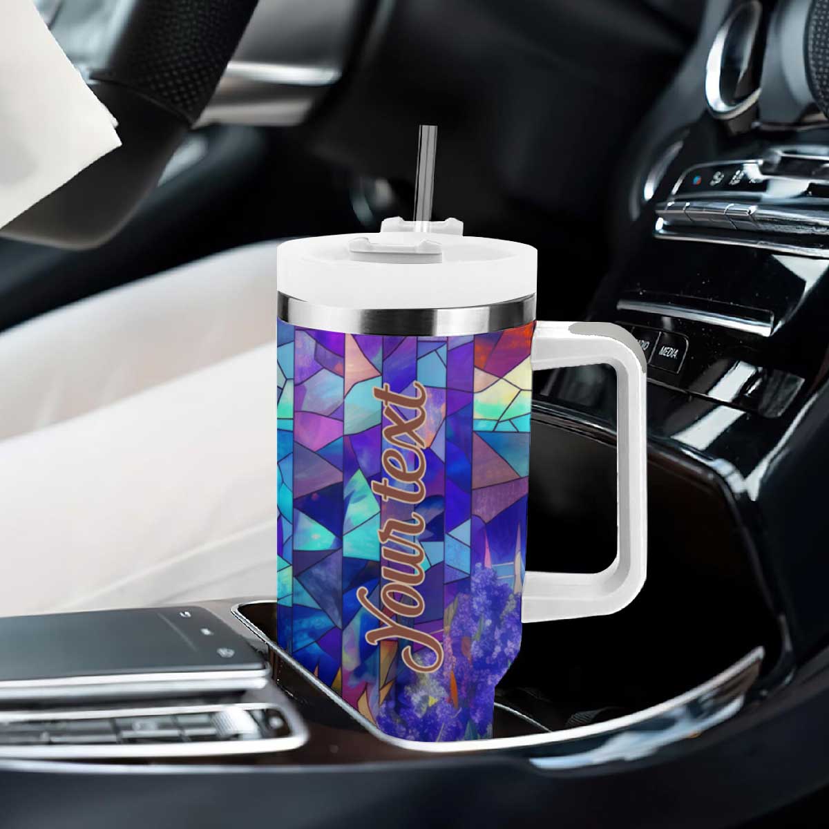 Fox Amethyst Crystal Mosaic Tumbler With Handle Personalized TS04 Print Your Wear