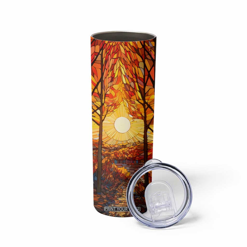 Autumn Leaves Crystal Mosaic Personalized Skinny Tumbler TS04 Print Your Wear