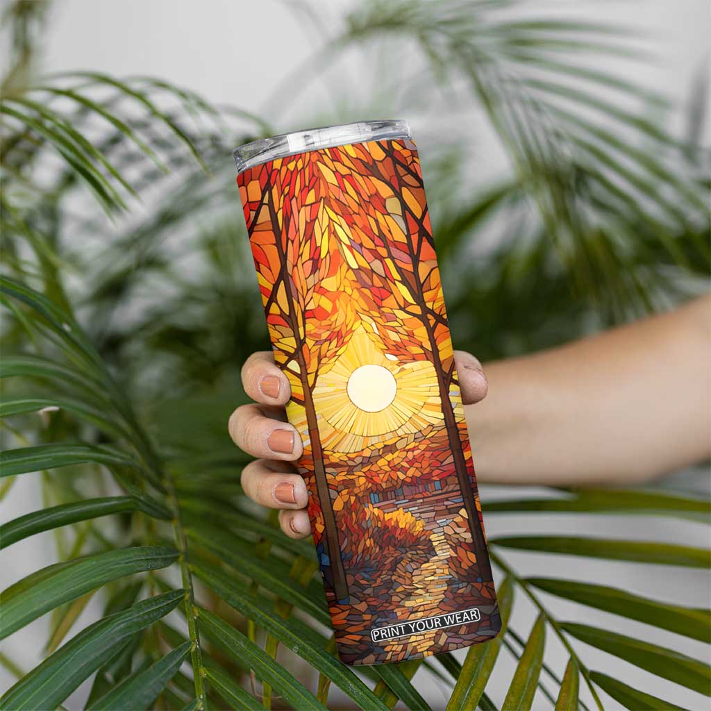 Autumn Leaves Crystal Mosaic Personalized Skinny Tumbler TS04 Print Your Wear