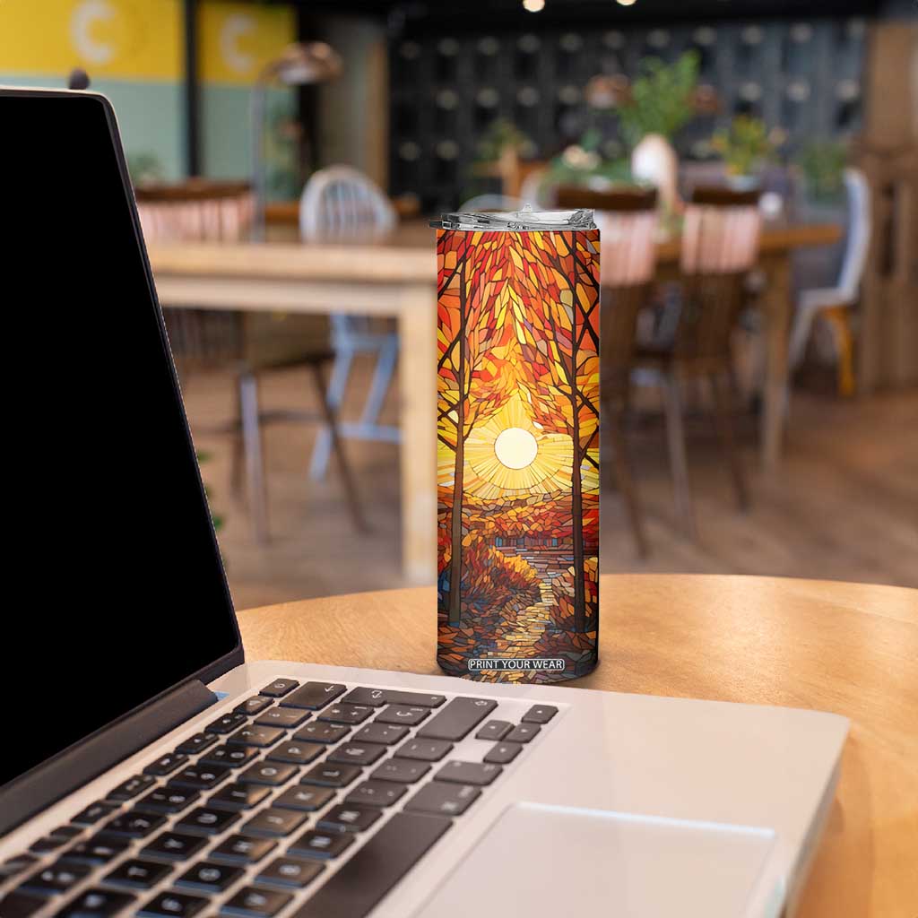 Autumn Leaves Crystal Mosaic Personalized Skinny Tumbler TS04 Print Your Wear
