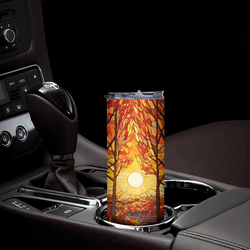 Autumn Leaves Crystal Mosaic Personalized Skinny Tumbler TS04 Print Your Wear