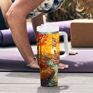 Autumn Leaves Crystal Mosaic Personalized Tumbler With Handle TS04 Print Your Wear