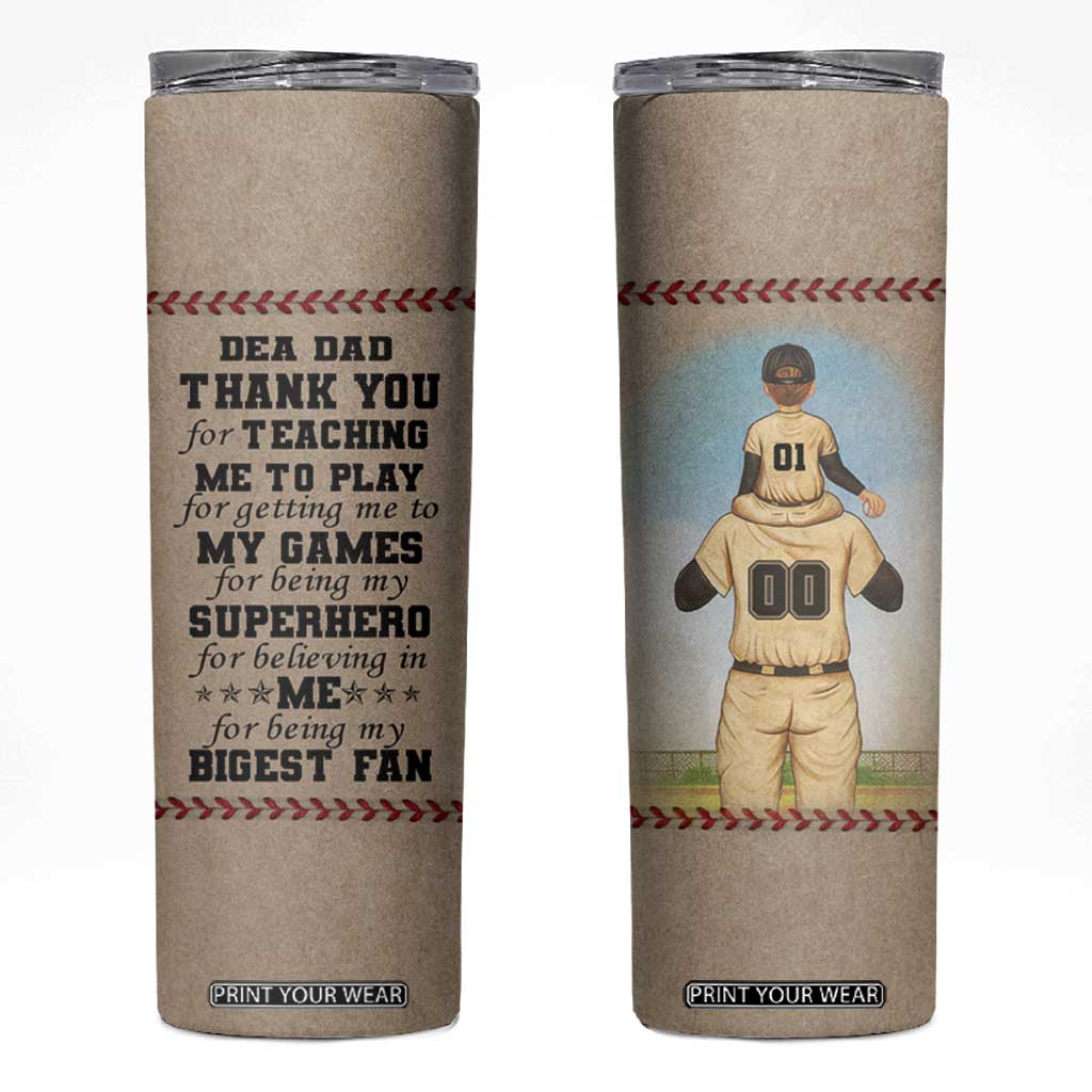 Baseball Daddy With His Son Personalized Skinny Tumbler TS04 Multicolor Print Your Wear