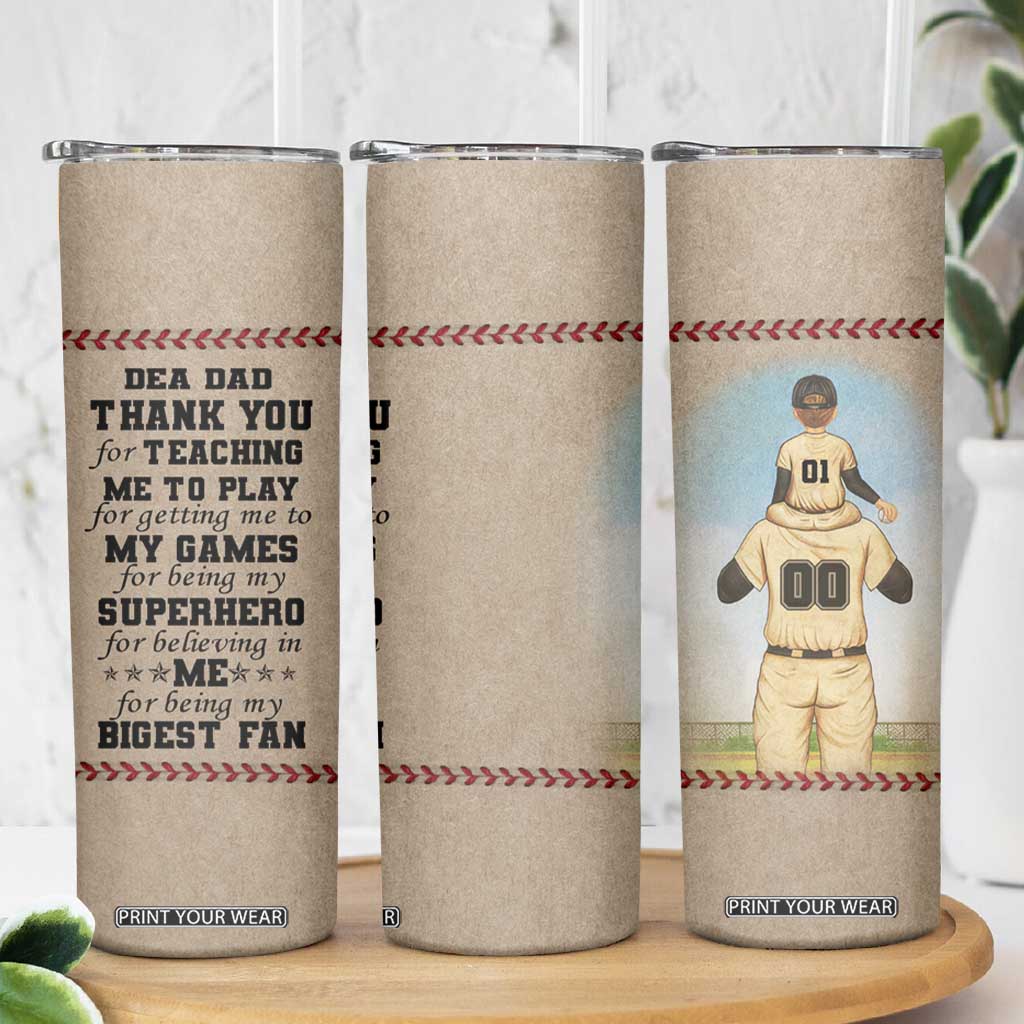 Baseball Daddy With His Son Personalized Skinny Tumbler TS04 Print Your Wear