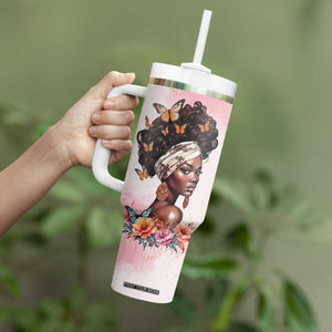 Black Woman Butterfly Tumbler With Handle Personalized TS04 Print Your Wear