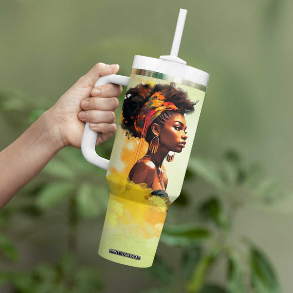 Never Apologize for Being Black Tumbler With Handle African Pride DT03