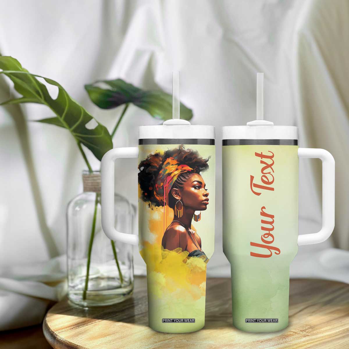 Black Woman African Tumbler With Handle Personalized TS04 Print Your Wear