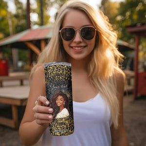 She Who Kneels Before God Can Stand Before Anyone Skinny Tumbler Personalized TS04 Print Your Wear