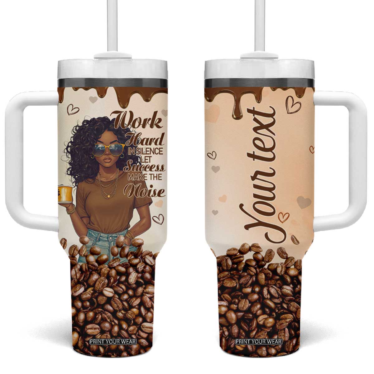 Work Hard In Silence Let Success Make The Noise Tumbler With Handle Personalized TS04 One Size: 40 oz Multicolor Print Your Wear