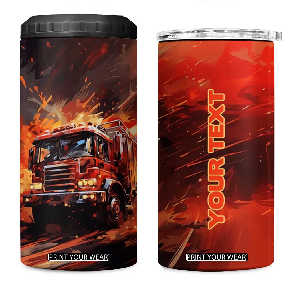 Fire Truck 4 in 1 Can Cooler Tumbler Personalized TS04 One Size: 16 oz Multicolor Print Your Wear