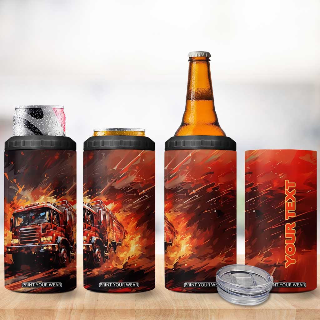 Fire Truck 4 in 1 Can Cooler Tumbler Personalized TS04 Print Your Wear