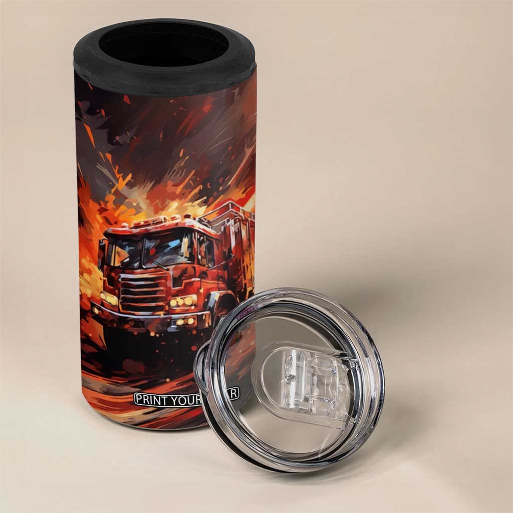 Fire Truck 4 in 1 Can Cooler Tumbler Personalized TS04 Print Your Wear