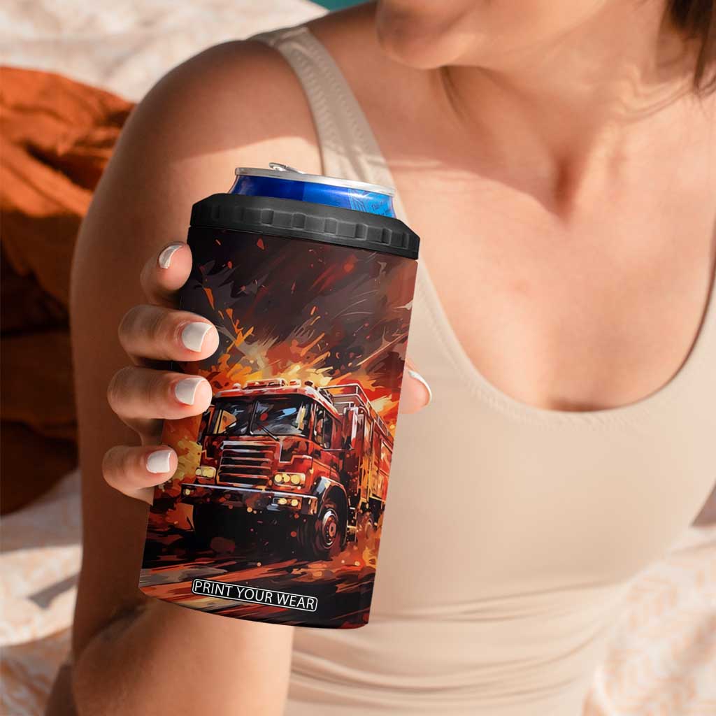 Fire Truck 4 in 1 Can Cooler Tumbler Personalized TS04 Print Your Wear