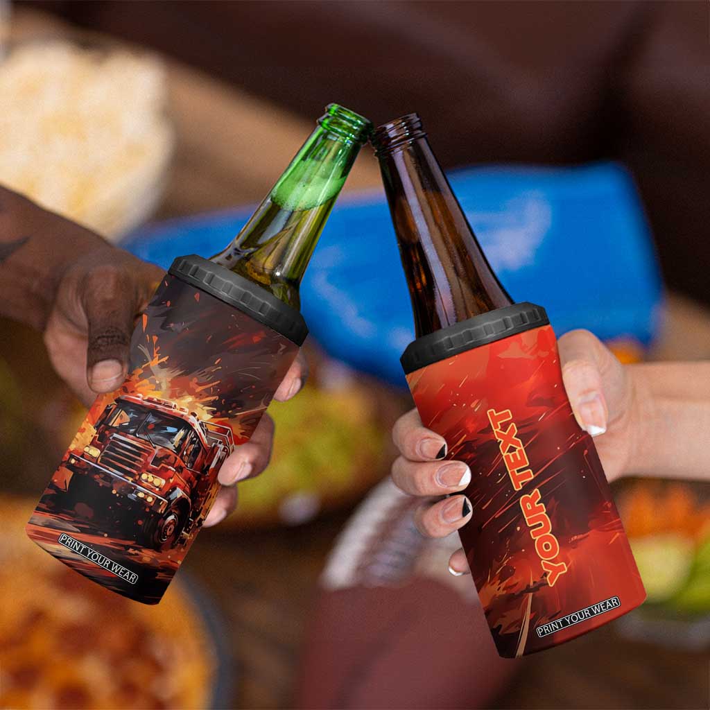 Fire Truck 4 in 1 Can Cooler Tumbler Personalized TS04 Print Your Wear