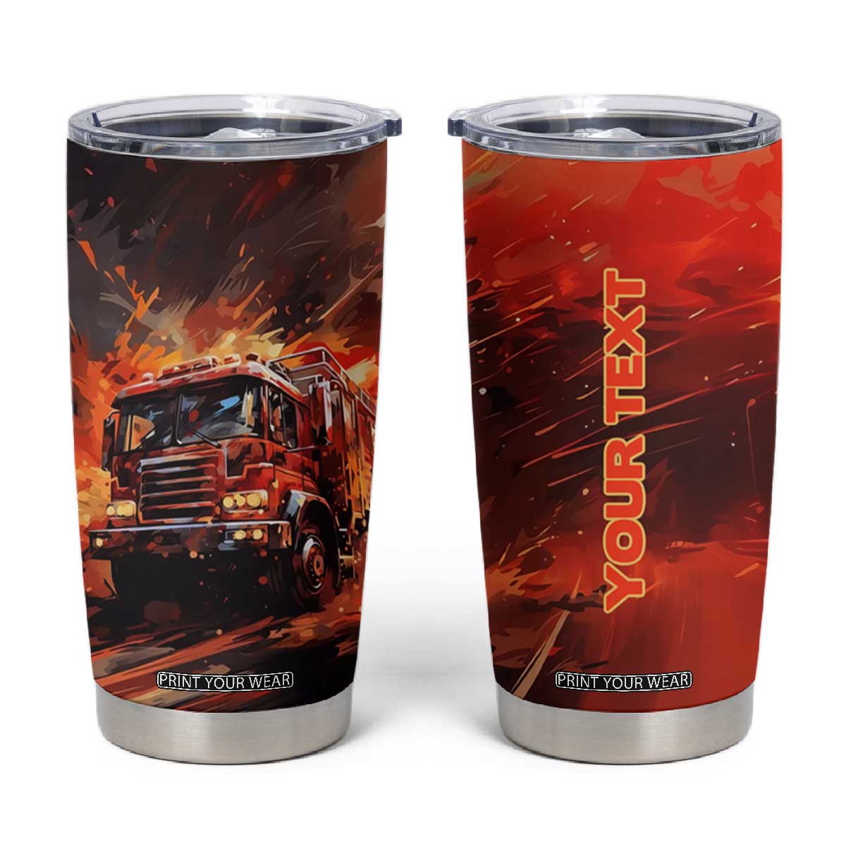 Fire Truck Tumbler Cup Personalized TS04 Multicolor Print Your Wear