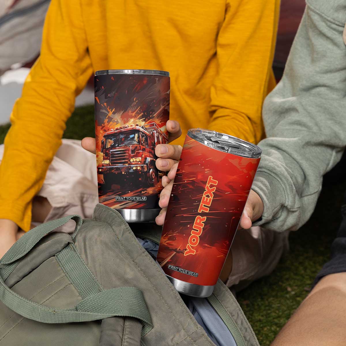 Fire Truck Tumbler Cup Personalized TS04 Print Your Wear